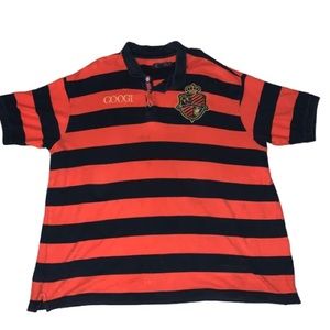 Coogi Rugby Striped Polo 4X Logo Embroidered